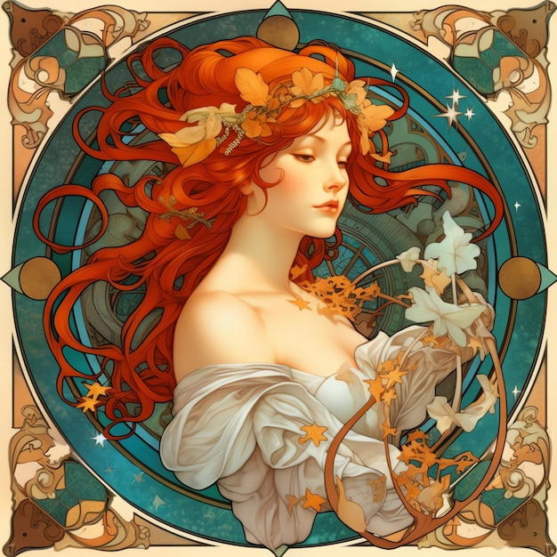 Aphrodite Goddess in Mucha Style Discover Exquisite Art