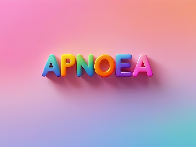 Apnoea 3d text in rainbow colors on solid rainbow colors background