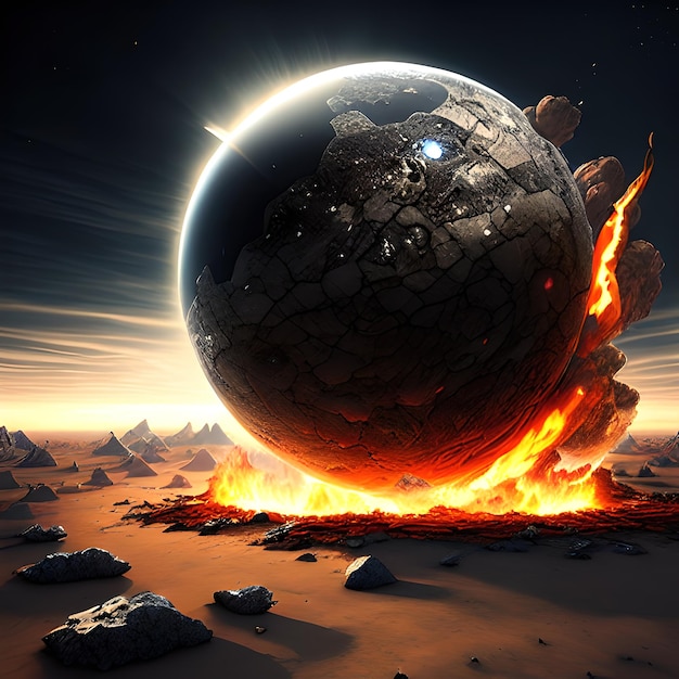 Apocalypse, Earth, globe, impact, meteor, Armageddon, devastation, conclusion, meteorite, fire