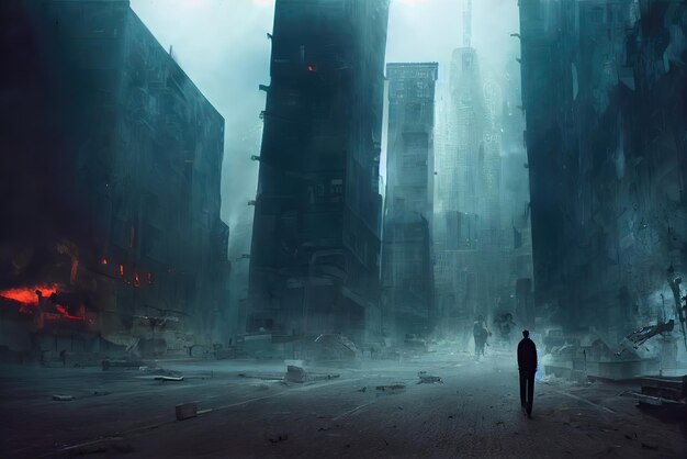 Apocalyptic City Fantasy Environment Illustration