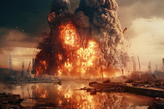 Apocalyptic epic scene depicting the end of the world Generative Ai