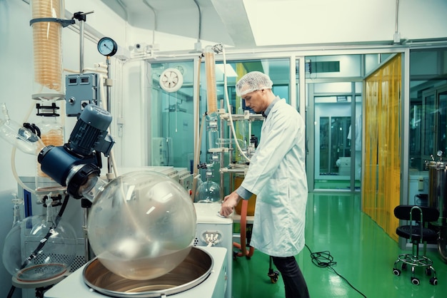 Apothecary extract using cannabis extraction machine in laboratory