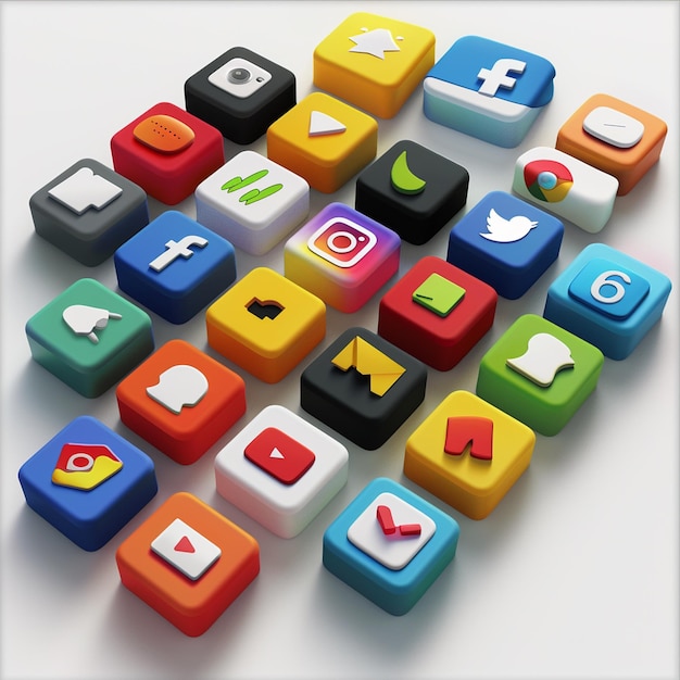 App icons 3D mobile apps Icons beautiful colorful real color white background