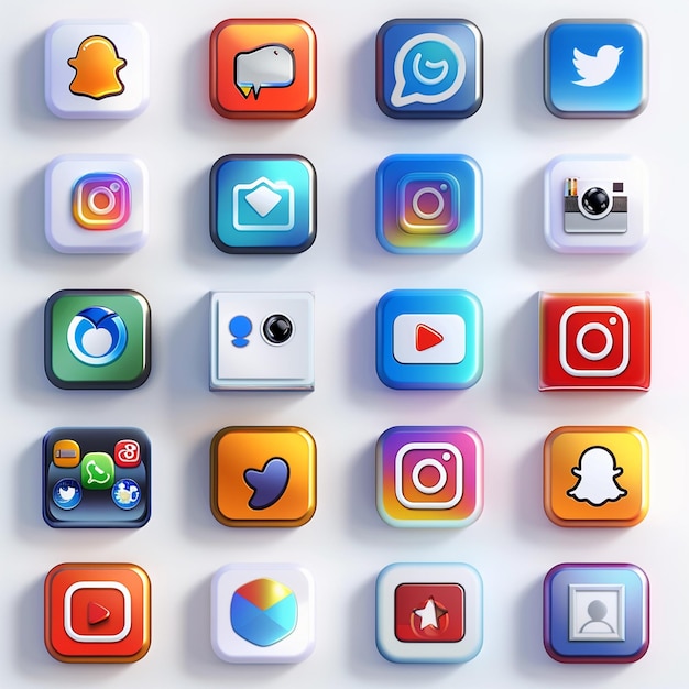 App icons 3D mobile apps Icons beautiful colorful real color white background