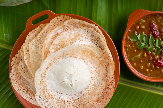 Photo appam or velliappam or kallappam  or paalappam tasty delicious  breakfast item in south india