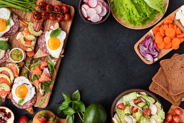 Appetizers table with healthy snacks