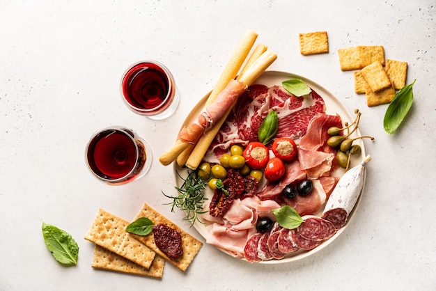 Appetizers with differents antipasti