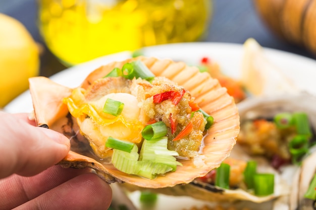 Appetizers with various shellfish and seafood