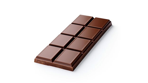 Appetizing chocolate bar closeup on white background Chocolate bar on white background