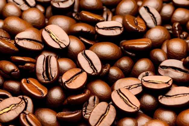 Appetizing coffee beans close-up