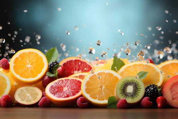 Appetizing fresh background on the theme of healthy fruits