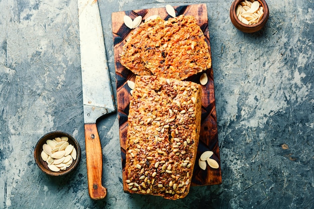 Appetizing loaf of homemade bread made from pumpkin.