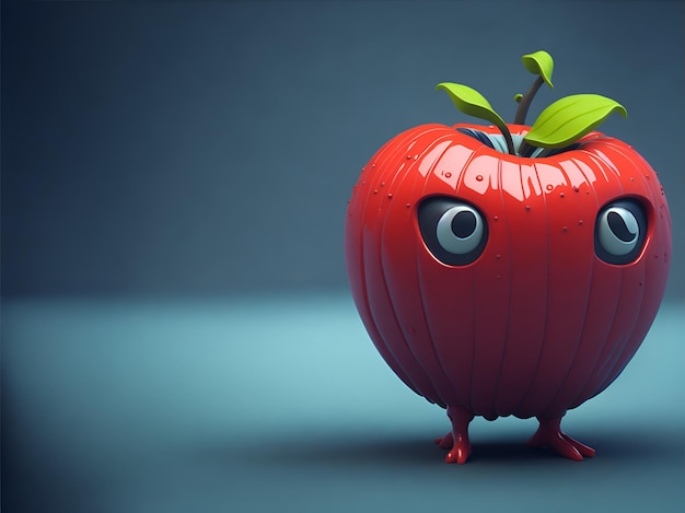 Apple Antropomorphic cute cartoon illustration 3D stile Ai Generated