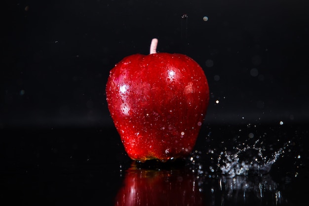 Apple on black background