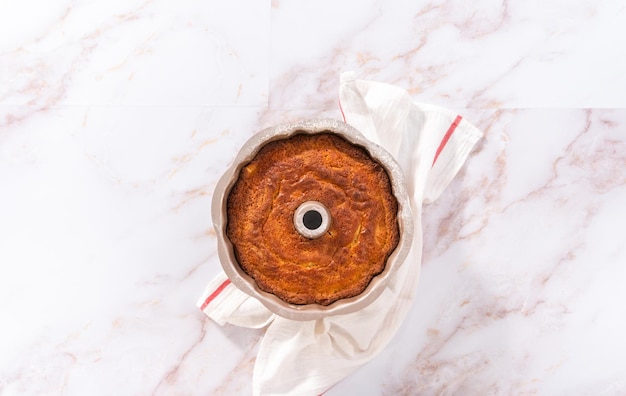 Apple bundt cake with caramel glaze