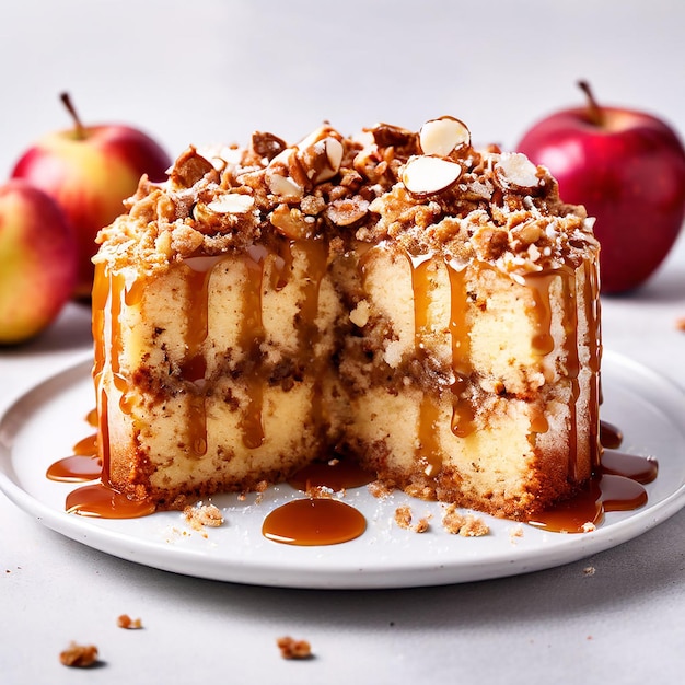 apple cake with toffee crust on transparent background