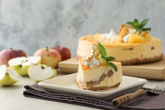 Apple caramel cheesecake.