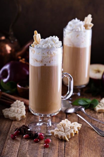 Apple cider latte with spices