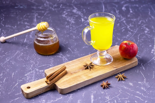 Apple cider with honey and cinnamon