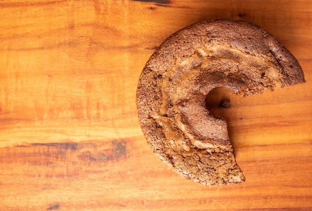 Apple and cinnamon cake on a rustic wooden surface selective focus