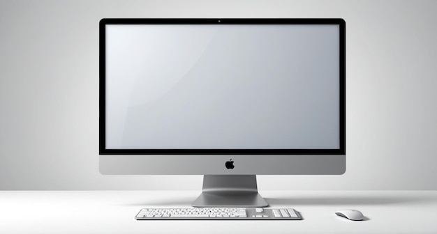 Photo an apple computer with a white screen that says mac os x