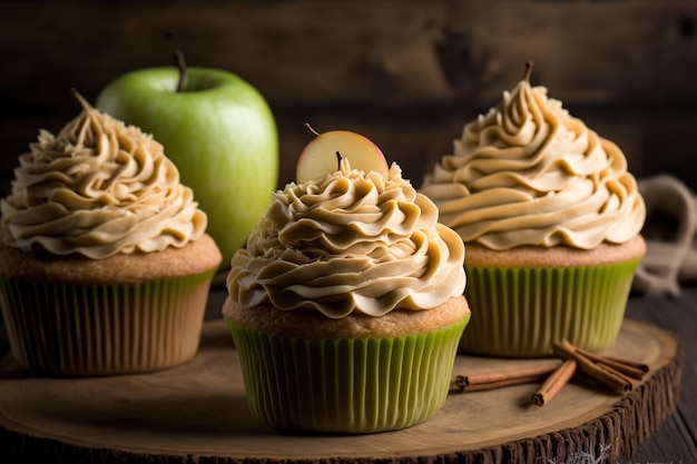 Apple cupcakes with maple buttercream icing delicious tender cupcakes topped