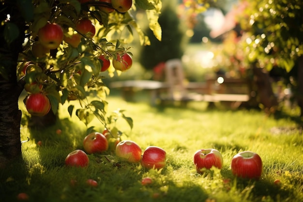 Photo apple garden in the afternoon sun