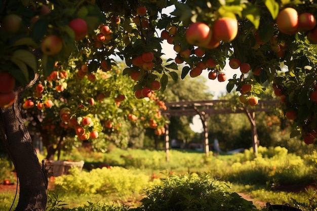 Photo apple garden in the soft light