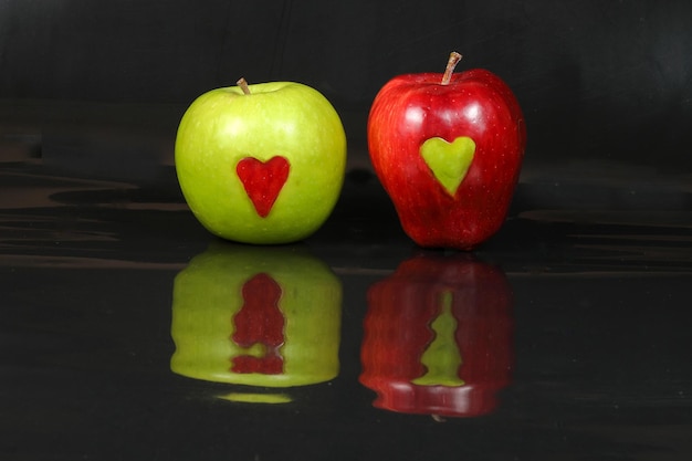 Apple heart red green