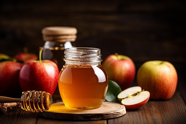 Apple jelly next to a jar of honey