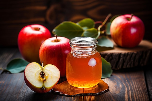 Apple jelly in a small glass jar with a metal lid