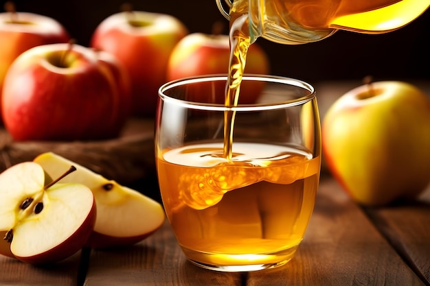 Apple juice being poured into a glass