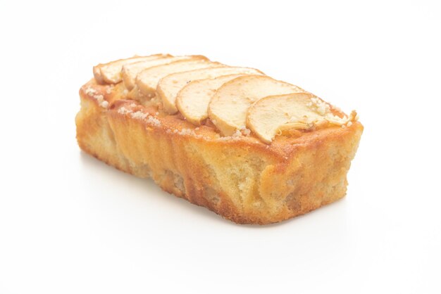 Apple loaf crumbled cake on white background