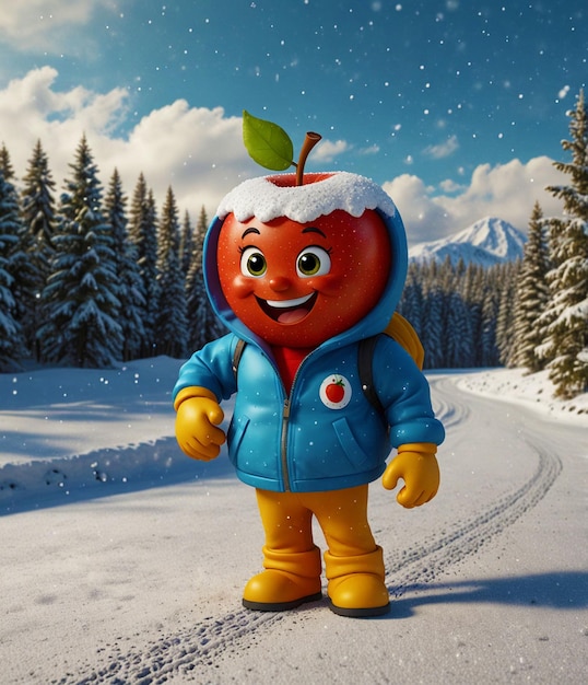 Apple mascot cartoon character wearing a sunglass