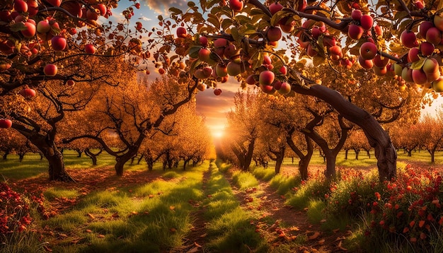 Photo apple orchard in autumn