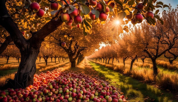 Photo apple orchard in autumn