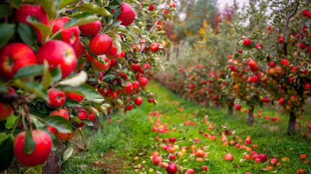 Photo apple orchard in autumn