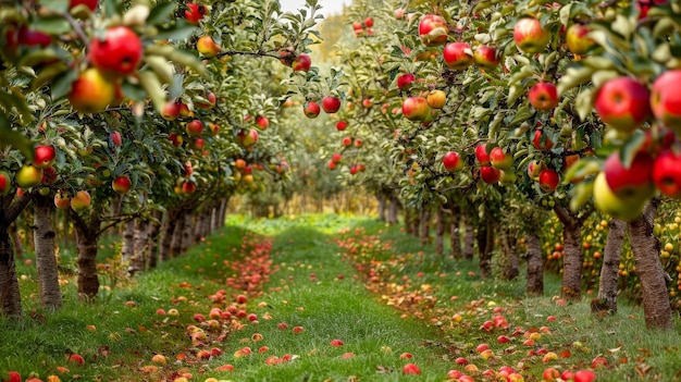 Photo apple orchard in autumn