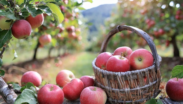 Apple orchard picking apples on a fruit farm