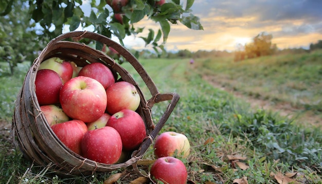 Photo apple orchard picking apples on a fruit farm