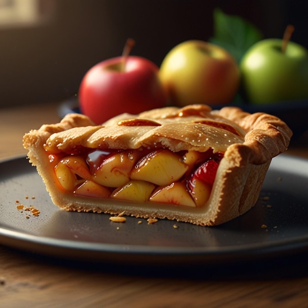 Apple pie closeup beautiful photo top view