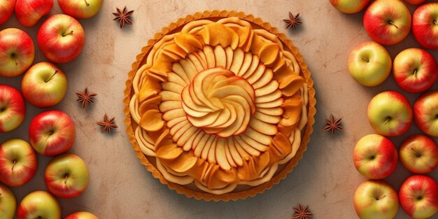 Apple pie tart blurred background AI Generateand