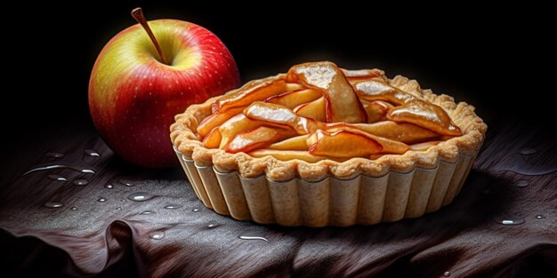 Apple pie tart blurred background AI Generateand