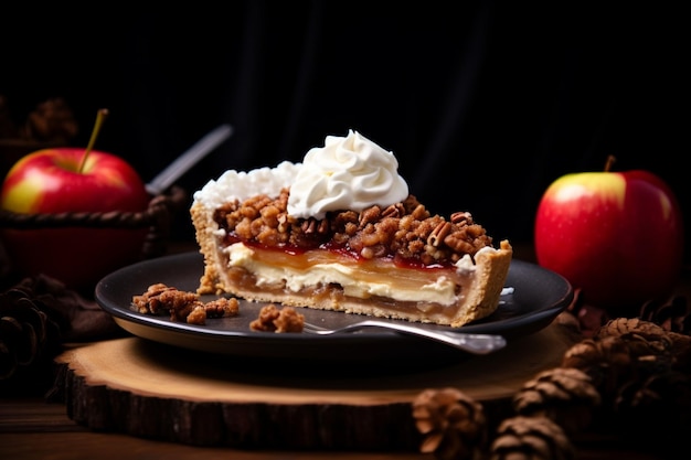 Photo apple pie with crunchy pecan topping yummy apple pie food image photography