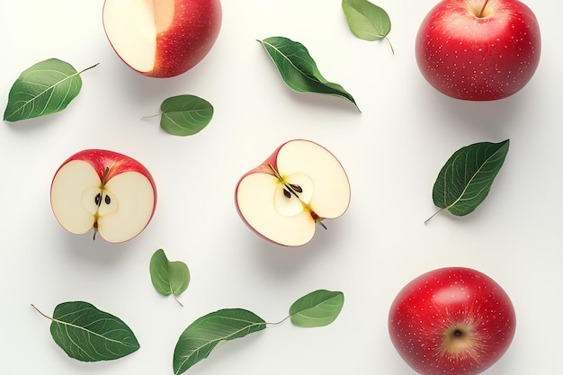 Apple realistic fruit healty food isolated on a white background