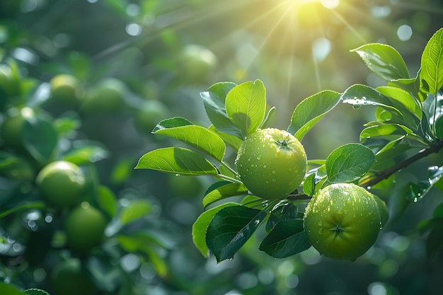 Apple Tree With Green Apples