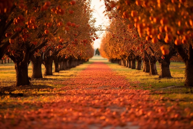 Photo apple trees and autumn colors