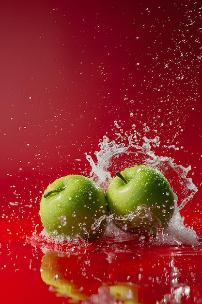 Photo apple and water splash