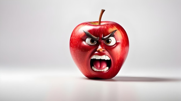 Photo an apple with a angry expression on its face