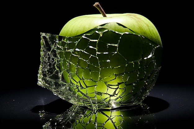 Photo apple with a cracked glass effect